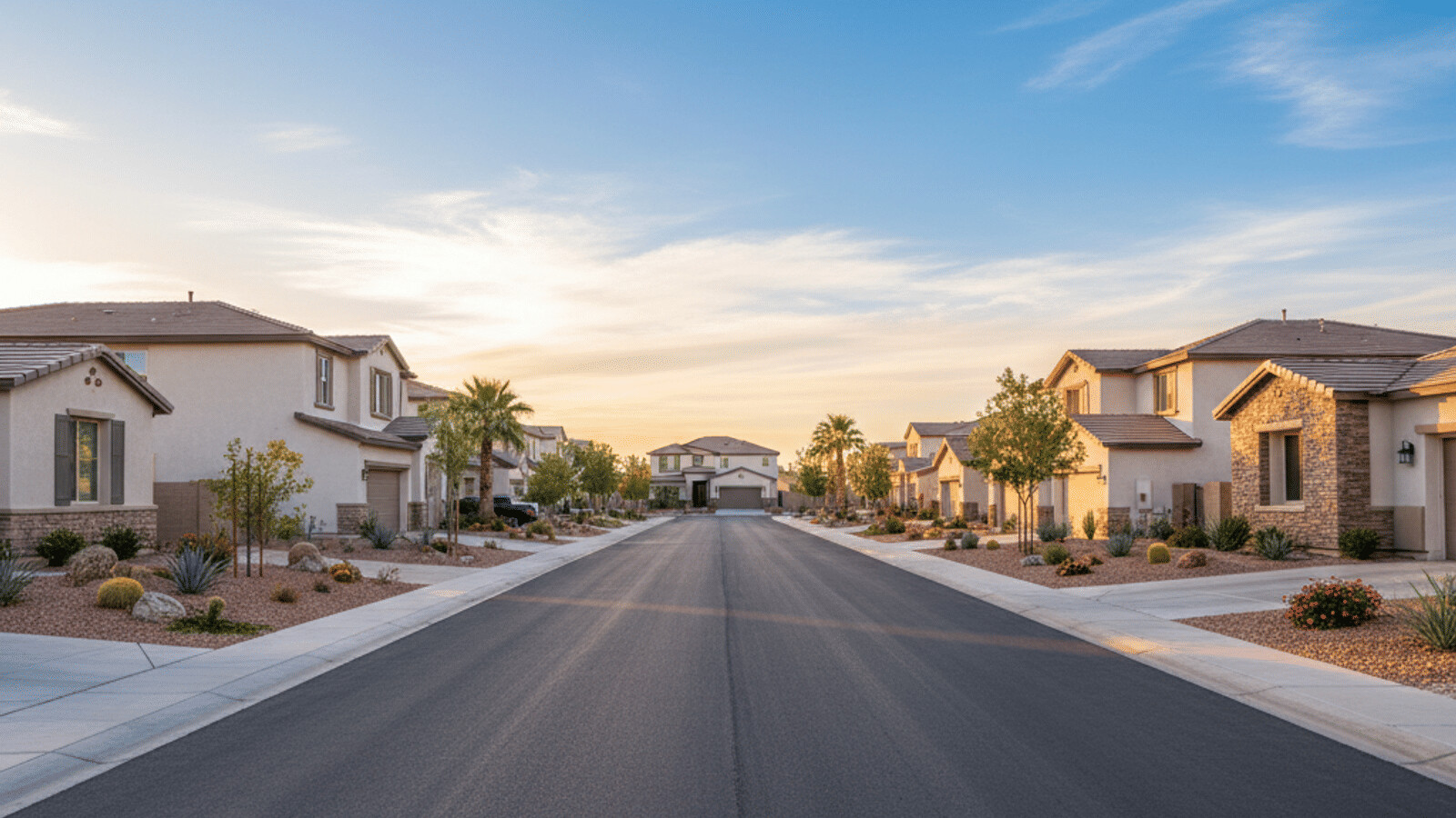 Las Vegas neighborhood aerial showing varied home types and submarkets