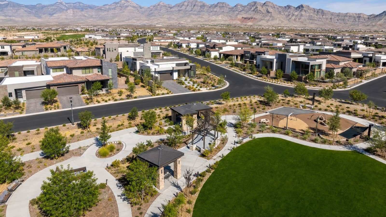 New-construction homes in the Villages at Tule Springs on the far-north edge of North Las Vegas